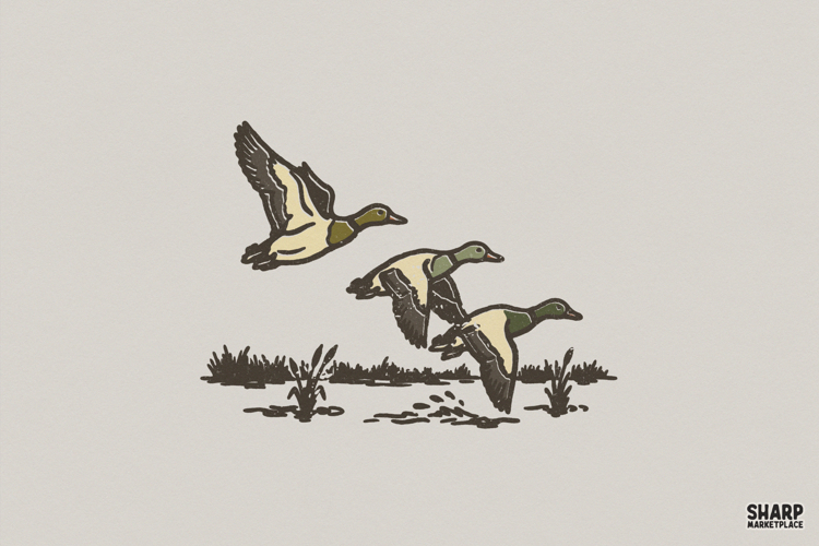 Vintage Flying Ducks Western PNG, Shirt PNG, Hunting PNG