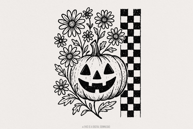 Jack O Lantern Flowers PNG, Halloween Pumpkin Digital