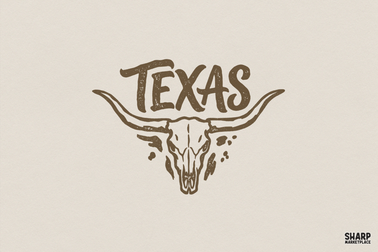 Texas Longhorn PNG, Western Vintage Texas Design, Rustic