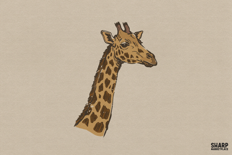 Hand Drawn Giraffe Portrait Trendy PNG, Animal Memes PNG