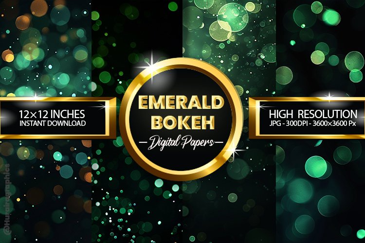 Emerald Bokeh Digital Papers - 04 Variations