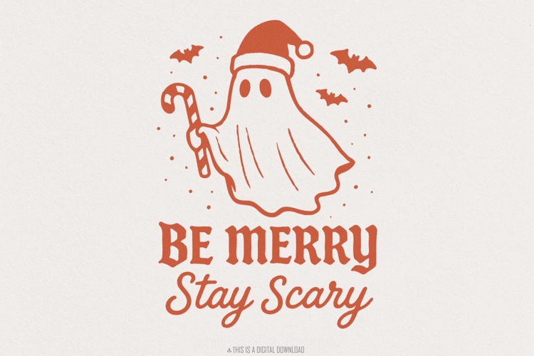 Be Merry Stay Scary PNG, Christmas Ghost Clipart, Funny