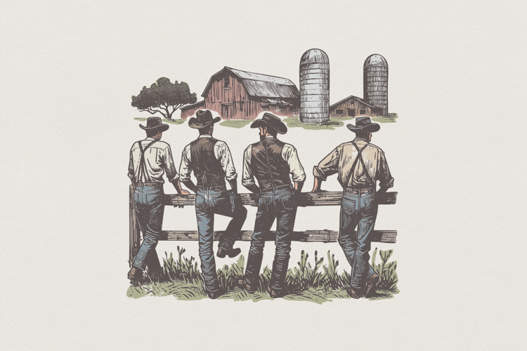 Farm Life PNG, Vintage Country Scene Digital Download, Barn