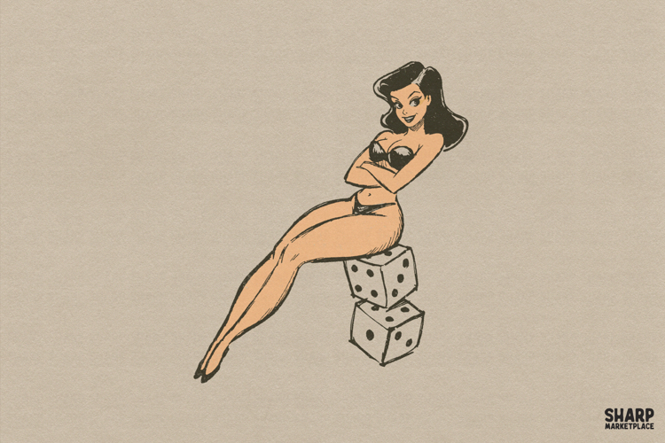 Retro Pinup Girl On Dice, Valentine PNG For Trendy PNG
