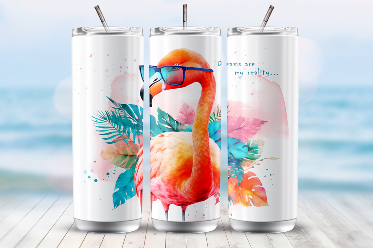 Floral Flamingo Tumbler Wrap 20 oz, Summer Sublimation PNG