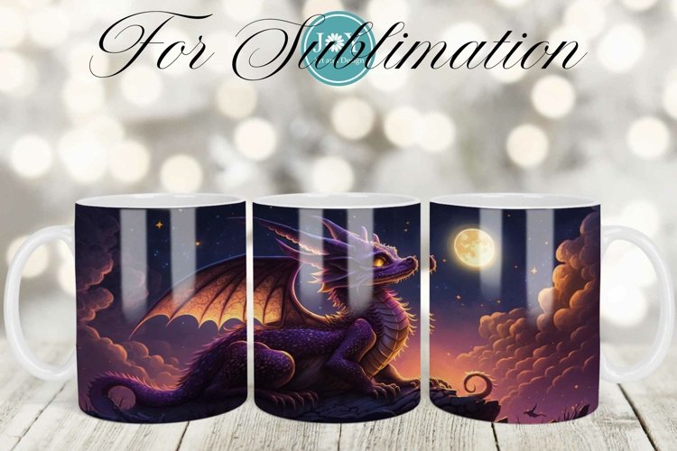 DRAGON 11OZ 12OZ AND 15OZ COFFEE MUG WRAP SUBLIMATION DESIGN