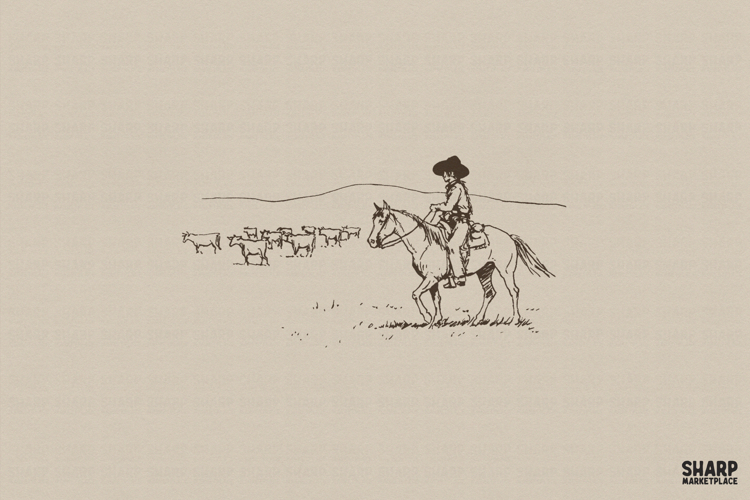 Ranch Cattle Drive PNG, Western PNG, Trendy PNG, Vintage