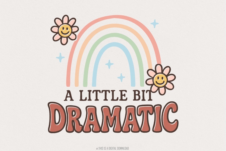 A Little Bit Dramatic PNG, Retro Rainbow Shirt Design, Cute