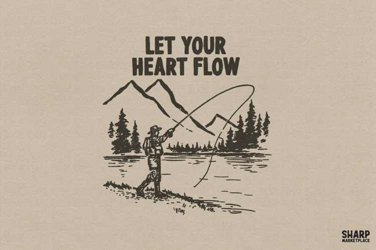 Let Your Heart Flow Fishing PNG Lake Scene, Camping PNG