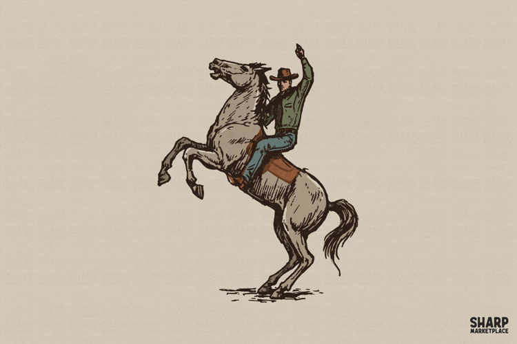 Rodeo Cowboy Horse PNG, Western PNG, Trendy PNG, Vintage