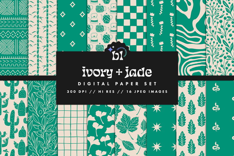 16 Ivory & Jade Seamless Patterns