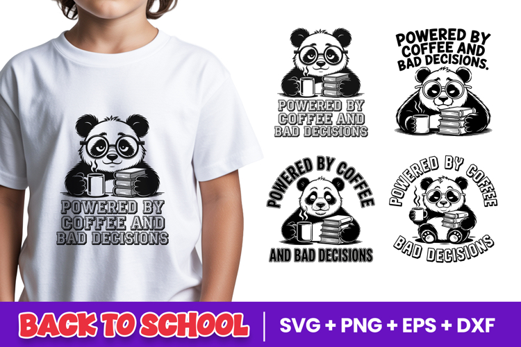Powered By Coffee Panda School SVG PNG