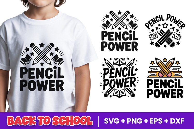 Pencil Power Back to School SVG PNG
