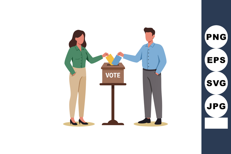 Voting Participation Illustration with Man and Woman Casting