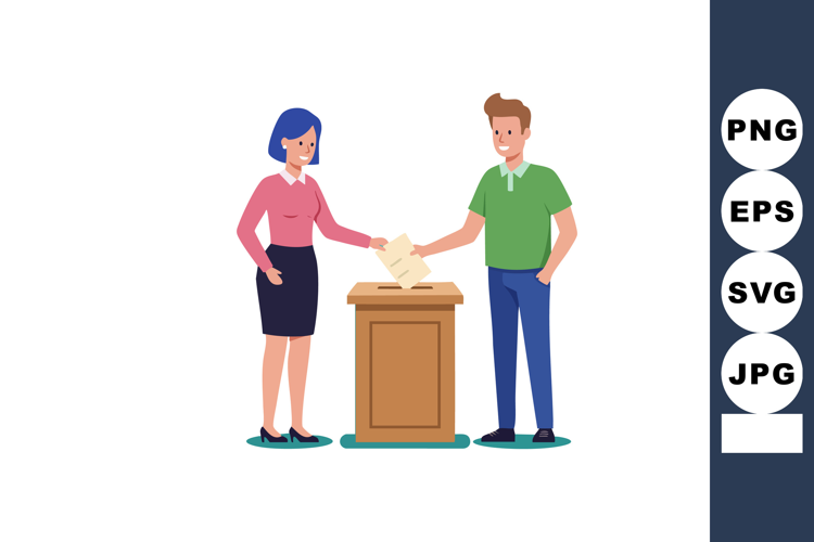 Voters casting ballot in election voting box illustration wi