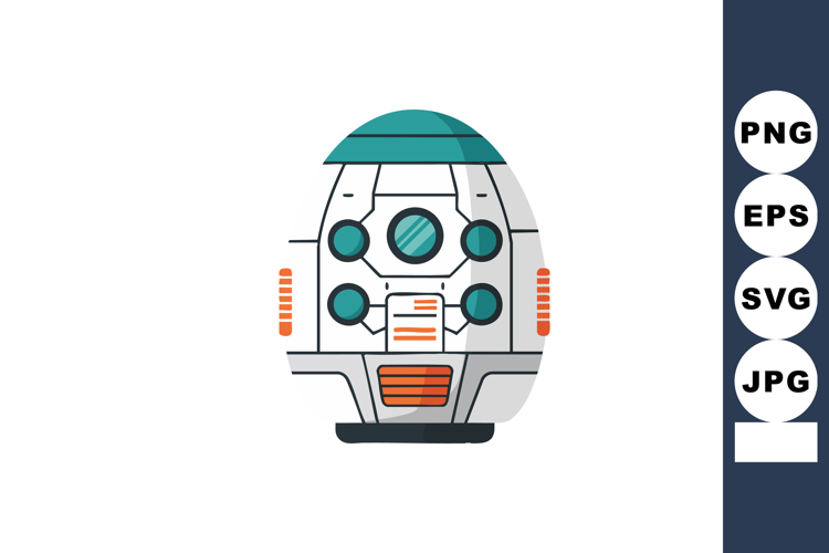 Futuristic spacecraft module with geometric control panels a