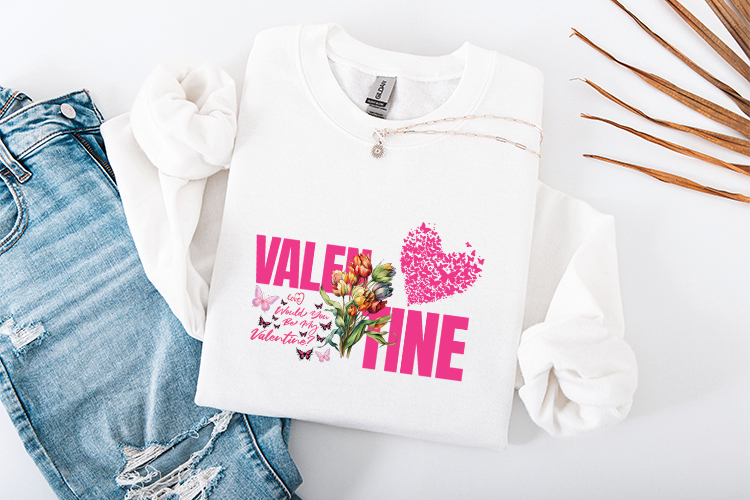 Floral Valentine Butterfly Sublimation PNG Love Tulip SVG
