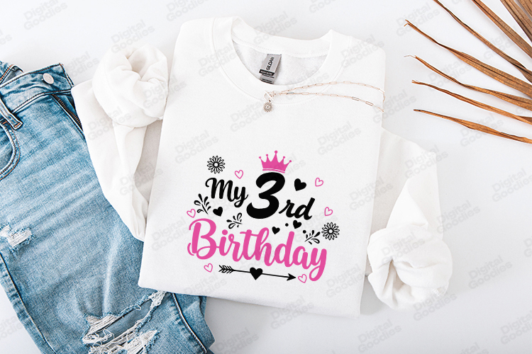 My 3rd Birthday Tshirt Design Script Typography Art