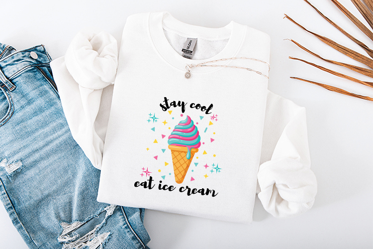 Stay Cool Eat Ice Cream SVG - Retro Swirl Cone Summer File