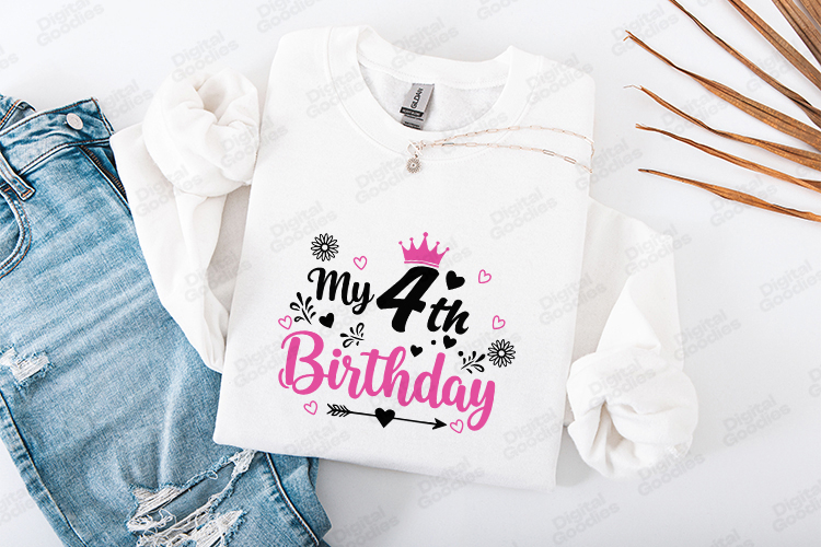 My 4th Birthday Tshirt Design Script Typography Art