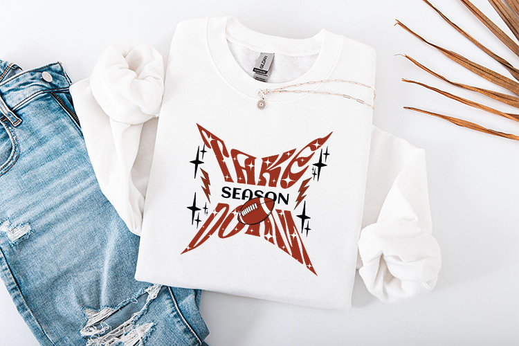 Touchdown Season SVG - Retro Star Graphic with Football