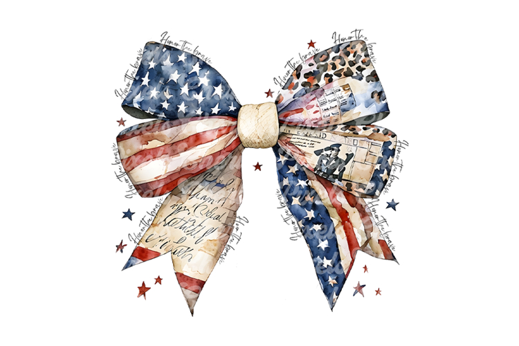 Honor the brave usa coquette bow patriotic png