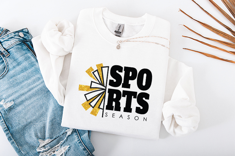 Sports Season SVG - Gold Glitter Pom Pom Spirit Graphic