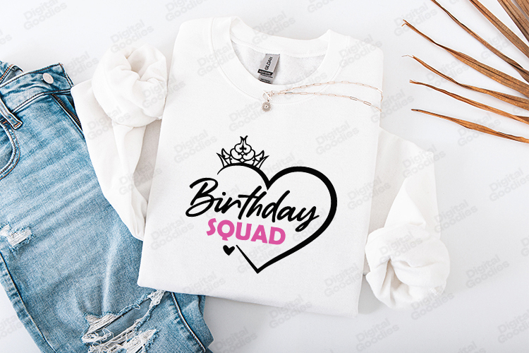 Birthday Squad Tshirt Design Script Typography Art