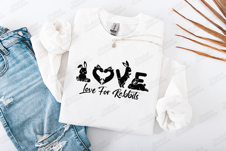 LOVE For Rabbits Pet SVG Cute Bunny Rabbit Lover PNG