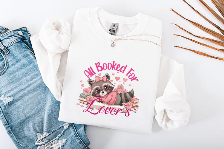 All Booked For Lovers PNG | Cute Raccoon Valentine Design