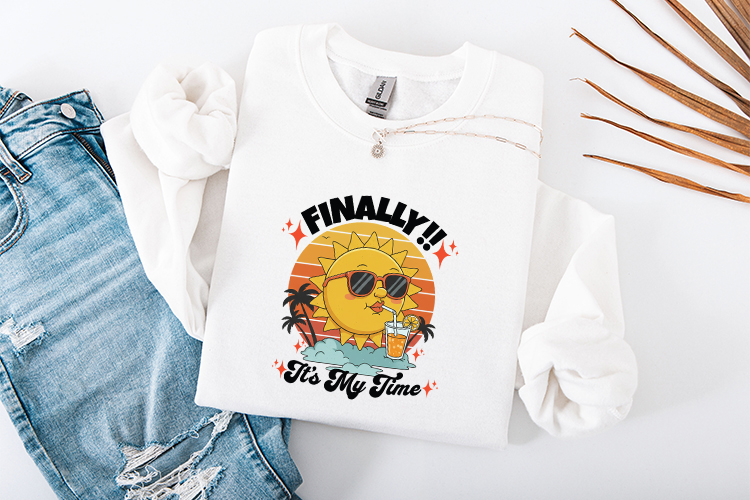 Finally It’s My Time Retro Sun Tropical Vacation PNG