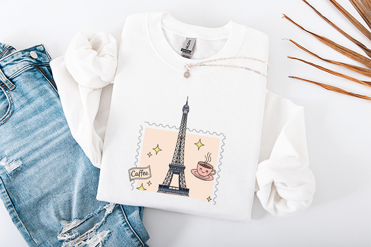 Paris France SVG Eiffel Tower Coffee Stamp Aesthetic PNG