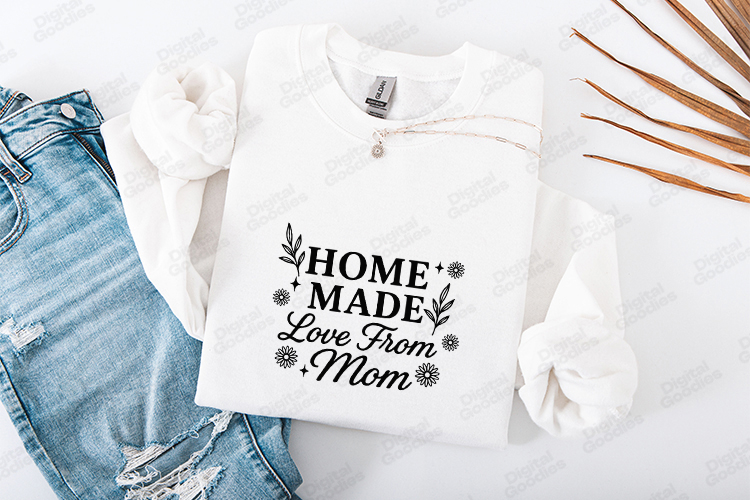 Home Made Love From Mom SVG - Floral Motherhood Quote Art