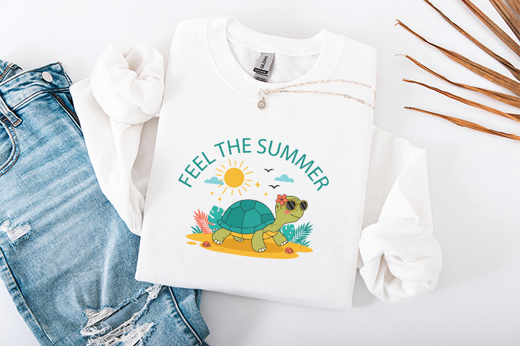 Feel The Summer Turtle SVG Cute Tropical Beach Sublimation