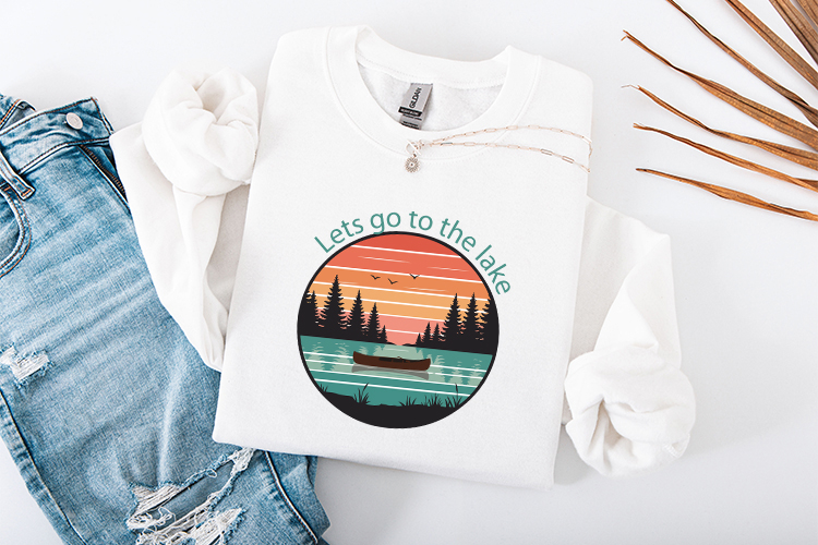 Retro Lake Life SVG - Sunset Canoe Camping Adventure