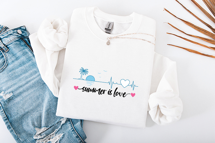 Tropical Beach Heartbeat SVG - Summer Vacation Sunset