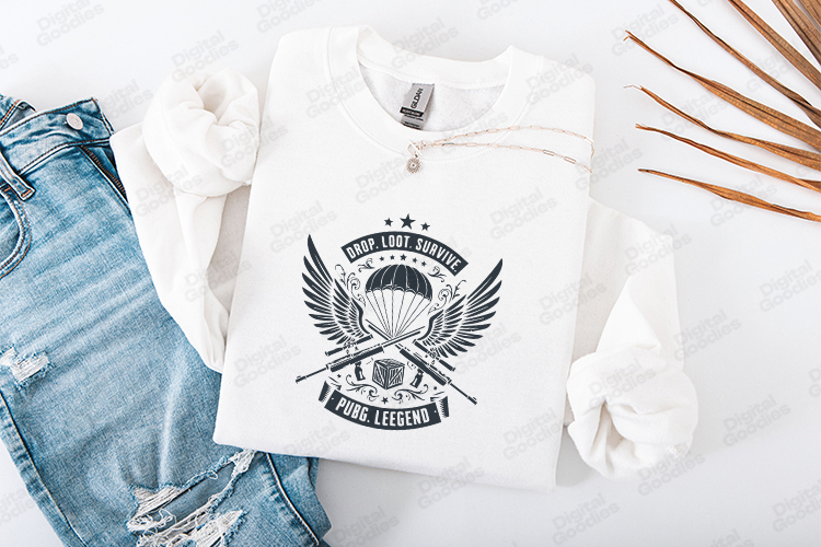 PUBG Legend SVG - Tactical Drop Loot Survive Winged Design