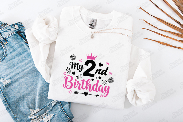 My 2nd Birthday Tshirt Design Script Typography Art