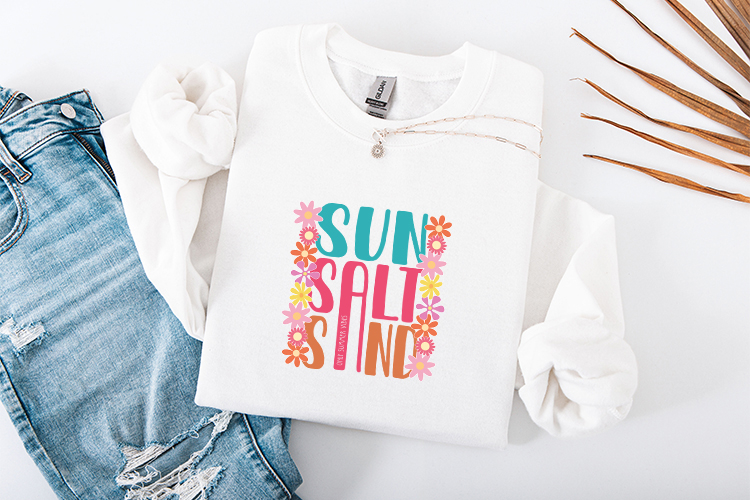 Retro Sun Salt Sand Summer SVG | Boho Floral Beach Sublimati