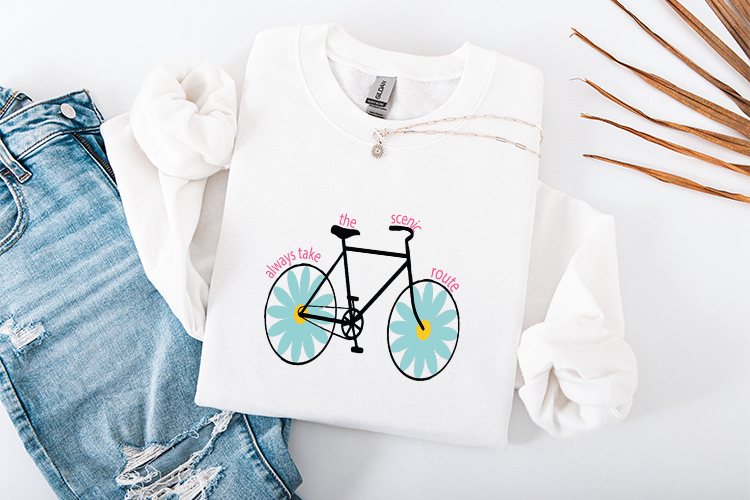 Always Take The Scenic Route | Daisy Bicycle Floral SVG