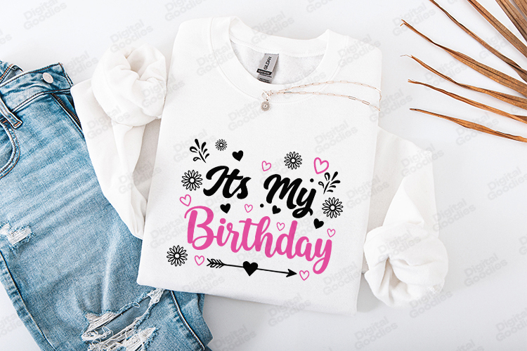Its My Birthday Month Tshirt Design Script Typography Art