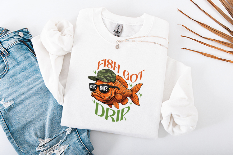 Fish Got Drip Retro Goldfish Art - Funny Fishing PNG