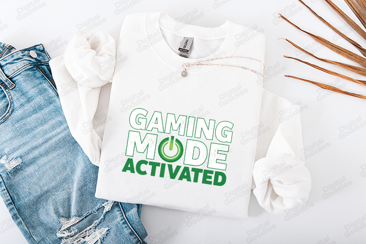Gaming Mode Activated SVG - Gamer Power Button Shirt Design