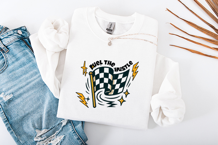 Fuel The Hustle Checkered Flag Racing SVG Motivational