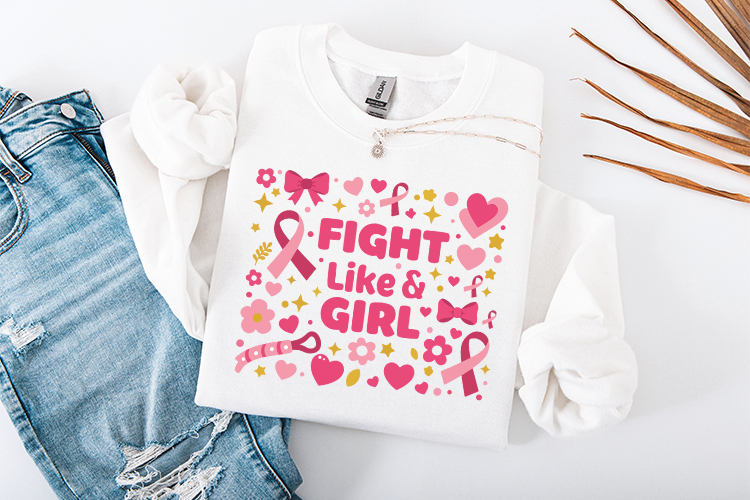 Fight Like A Girl SVG - Breast Cancer Awerness
