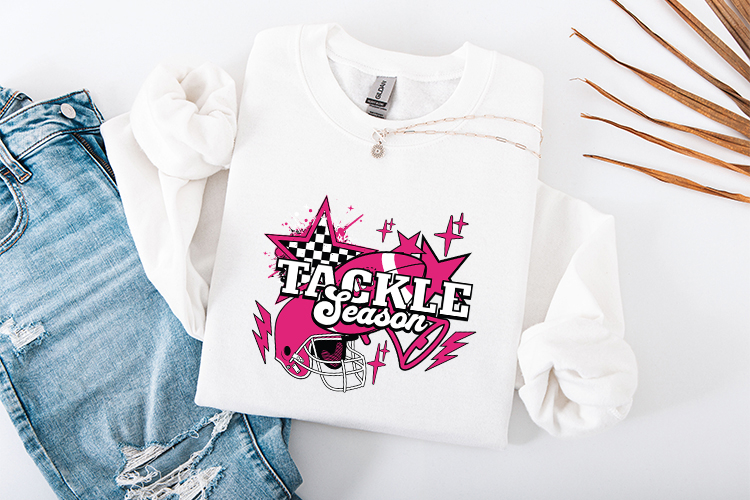 Pink Tackle Season SVG - Awareness Ribbon Football Bow PNG