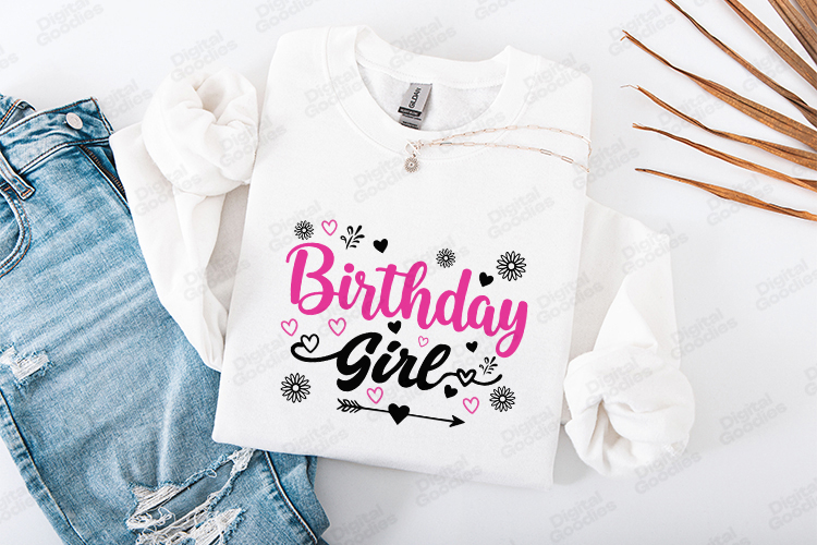 Girl Birthday Month Tshirt Design Script Typography Art