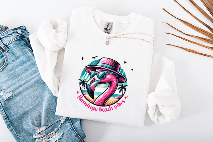 Retro Flamingo Beach Vibes SVG Tropical Summer Sunglasses