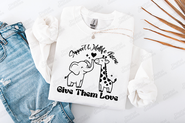 Focus on the main animals, the message, and the product