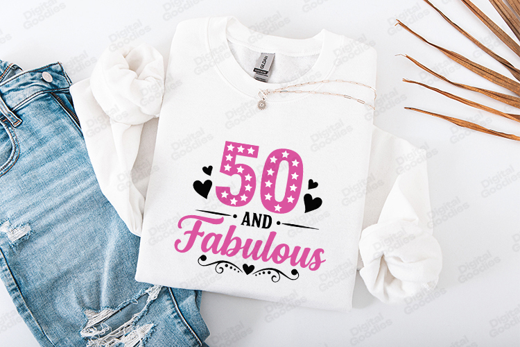 50 Fabulous Birthday Tshirt Design Script Typography Art